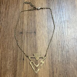 Hammered Metal Geometric Cutout Necklace.